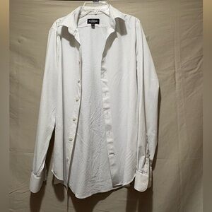 Express White Microdot Long-Sleeve Button-Down Shirt